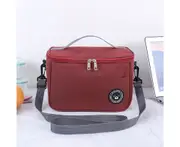 Bento Bag Waterproof Easy to Carry Oxford Cloth Wide Opening Thermal Lunch Bag Picnic Accessories Wine Red