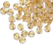 200pcs Gold Acrylic Flat Round Beads Transparent Clear Disc Coin with Heart Moon Star Flower Loose Beads Spacers for Jewelry Bracelet Necklace Making
