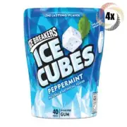 4x Bottles Ice Breakers Peppermint Flavor Ice Cubes - 40 Pieces Per Bottle
