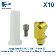 10x DSI Dental Angulated Multi Unit 1.4mm 60° Int Hex 2.42 Plastic Sleeve Set