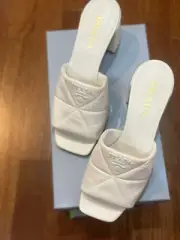 Prada Nappa Leather White Sandals size 9