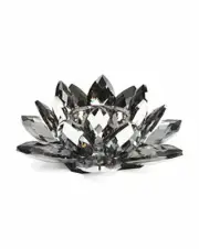 Optical Grey Crystal Prism Lotus Blossom Flower Votive/TLite Candle Holder XL 9"