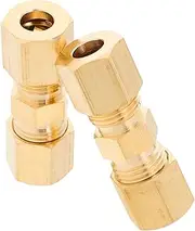 LIFKOME 2pcs 1/4 Brass Compression Tube Union Connector Precision Low Medium Pressure Union Fitting for