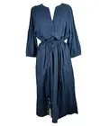 Pact Portside Button Front 1/2 Sleeve Organic Cotton Dress Women's XXL Blue New