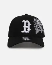 [New Era] New Era Boston Red Sox 'Ornate Rose' 9forty A-frame Snapback Black/white - Size ONE ONE Black/White/Gre