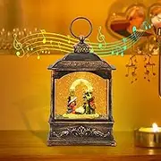 iLitLuk Nativity Scene Snow Globe with Swirling Glitter, Christmas Musical Lantern Retro Style, LED Water Spinner Lantern, 6 Hour Timer, USB and Battery(excl.) Powered, 20cm Tall, Home Décor Gift