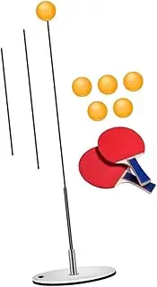 Oshhni Ping Pong Balls Paddles Set Table Tennis Training Tool Kit Sturdy Adjustable Height Stable Exerciser Self Training Equipment