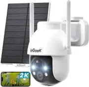 Wireless Outdoor WiFi Surveillance Camera - 2K Home Solar Camera 360° PTZ Camera