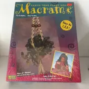 Vintage Sealed Macrame Kit Earth Tone Plant Holder Fits 5” Planter