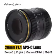 KamLan 28mm F1.4 APS-C MF Lens for Canon Sony Fujifilm M4/3 Mirrorless Cameras