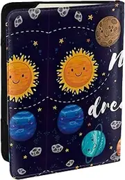 [JEJEA] Cute Planet Print Travel Organizer Credit Cards Case Passport BookPassport Holder Cover Wallet forTraveling,, Black, One Size