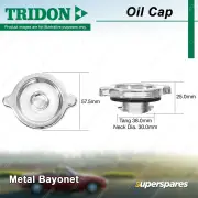 Tridon Oil Cap Metal Bayonet 30.0mm for Toyota Corona XT130 1.9L 4Cyl