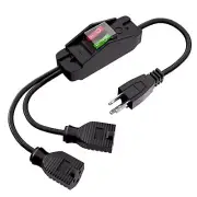 2-Way 3 Prong Extension Cord with On/Off Switch Outdoor Extension Y Splitter