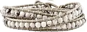 [JewelryWeb] White Howlite Beaded and Leather Multi wrap Bracelet-Wrap-Bracelet for Women