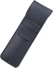 Leather Pen Case Holder Handmade Pens Pouch Crazy Horse Pen Protective Sleeve Cover, Black (S)