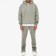 Men's Sage Green Quarter-Zip Hoodie and Jogger Tracksuit Set Relaxed Streetwear