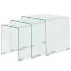 vidaXL Three Piece Nesting Table Set Tempered Glass Clear