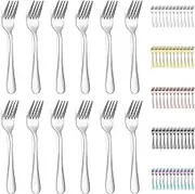 Evanda Dessert Forks 12 Pieces, Stainless Steel Pastry Set for Fruit, Mini Cake, Appetizer - Home, Wedding, Party, Cafe, Restaurant Use - Dishwasher Safe