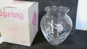 BOHEMIA CRYSTAL 18cm VASE Hand Decorated 'Spring' Made in Czech republic NIB