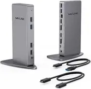 Dual 4K Display Docking Station USB 3.& C Windows Mac HDMI Display 6 USB Port Et