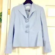 NWT Calvin Klein 3D roses baby blue three Button Blazer size 4 lined
