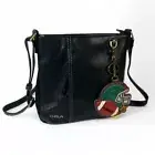 Chala LaserCut Crossbody Black Vegan Leather Bag Retired Football Charm Purse