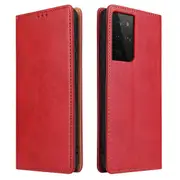 For Samsung Galaxy S21 Ultra Case Leather Flip Wallet Folio Cover Red