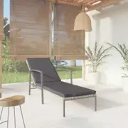 Garden Sun Lounger with Cushion Poly Rattan Grey