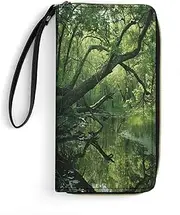 [BFGWK] Large Wallet Novelty An Ancient Swamp Printing Long Wallet With Zipper Leather Wallet Suitable For Both Men And Women, style, 19.7x10.5cm