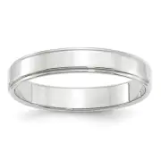 10k White Gold 4mm Flat with Step Edge Wedding Band Ring For Men Size 14