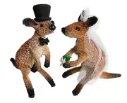 AUSTRALIAN WEDDING CAKE TOPPER - KANGAROOS - BRIDE & GROOM, ANIMAL, SOUVENIR