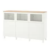 BESTÅ storage combination with doors, Lappviken/Stubbarp/Sindvik white clear glass, 180x42x114 cm