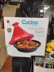 CucinaPro 4 Quart Cast Iron Tagine # 447 New In Box Ceramic Lid