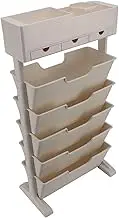 Narrow Book Shelf, Bookshelf Versatile Plastic Beige White for School (with 3 Drawers 40.4x73.8cm)