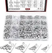 DYWISHKEY 1220 PCS M2 M3 M4 M5, 304 Stainless Steel Hex Socket Head Cap Bolts Screws Nuts Washers Assortment Kit with Hex Wrenches