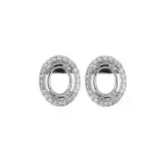 Earring Semi Mount Oval 7x5mm In 14k White Gold With Diamond Accents (43970)