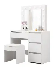 [Levede] LED Dressing Table Vanity Set in White