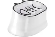 Slow Feeder Cat Bowl, 16cm Elevated Cat Food Bowl Tilted Design, Dog Slow Feeder Bowl with no Black Chin, Fish Bone Slow Feeder for Dry and Wet Food, White