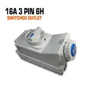 QIXING IP67 Interlocked Switched Socket Outlet - 16A 3 Pin QX7012