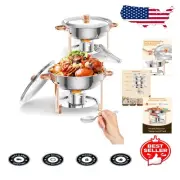 Elegant 5QT Rose Gold Chafing Dish Set - 2 Pack Stainless Steel Buffet Server