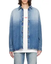 gradient-effect denim shirt XL,L Blue