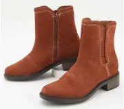 Clarks Collection Women’s Suede Ankle Boots Maye Zip- Dark Tan