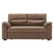 Sarantino Distressed Fabric Sofa Bed Furniture Lounge Suite Brown