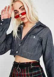 Gotta Work It Denim Crop Top