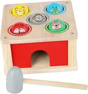 Kisangel 1 Set Wooden Hammer Beat for Animal Column Educational for Hand Eye Coordination Arm Muscle Development and Color Recognition Training