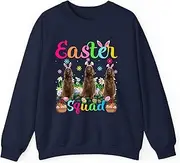 [Generic] Funny Easter Squad Bunny Ear Irish Setter Dog Happy Easter Sweatshirt for Adults Crew Neck Long Sleeve Pullover
