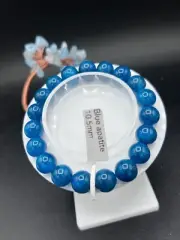 Blue Apatite Bracelet 10 MM Natural Crystal Bracelet