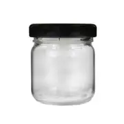 300 MINI ROUND GLASS JAM JARS 40ML BLACK LIDS-WEDDING HONEY JAM CONSERVE NUTS