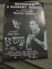"Ed Wood" Cinema Flyer. RARE. Tim Burton. 1994. Johnny Depp, Patricia Arquette.