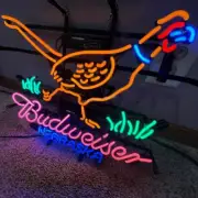 Orange Pheasant Hunted Beer Nebraska Real Glass Bar Neon Sign Store Gift 20"x16"